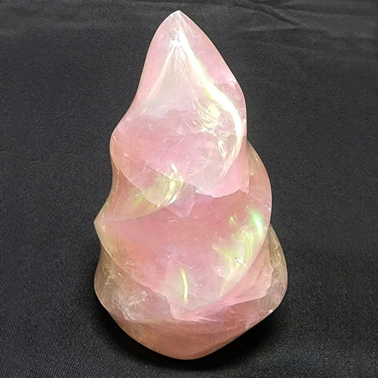 Aura Rose Quartz Hand-carved Flame Crystals