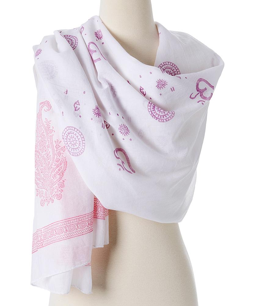 Om Shanti Meditation Yoga Prayer paisley design cotton shawl