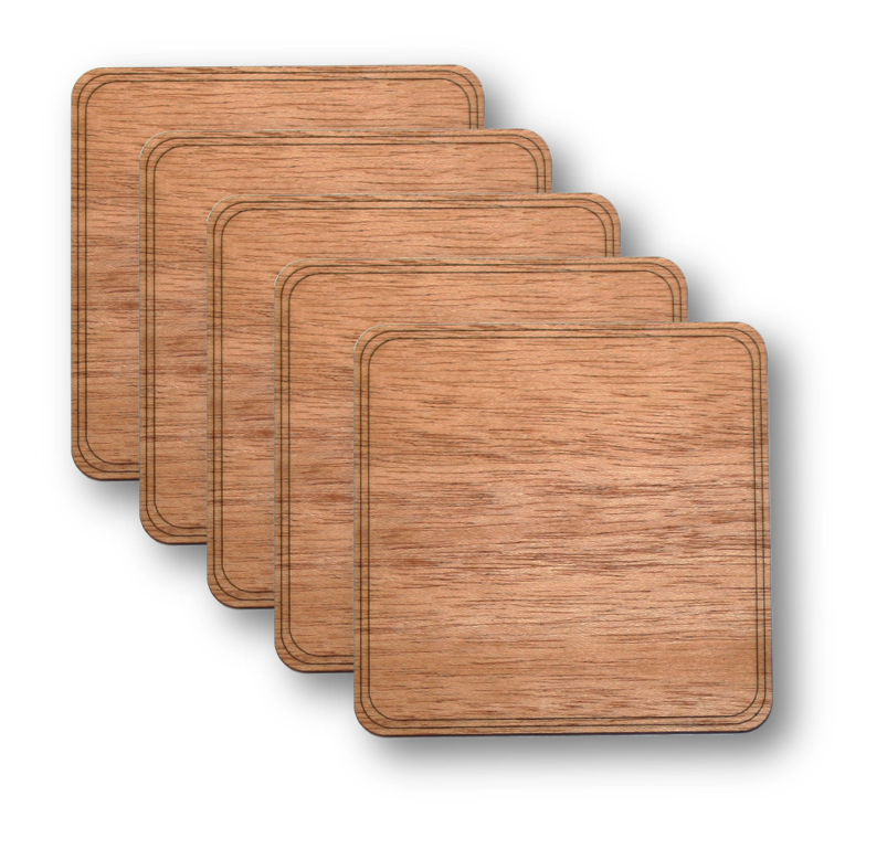 Wooden Coasters 4" (18 Shape / Wood Options) 4-Pack